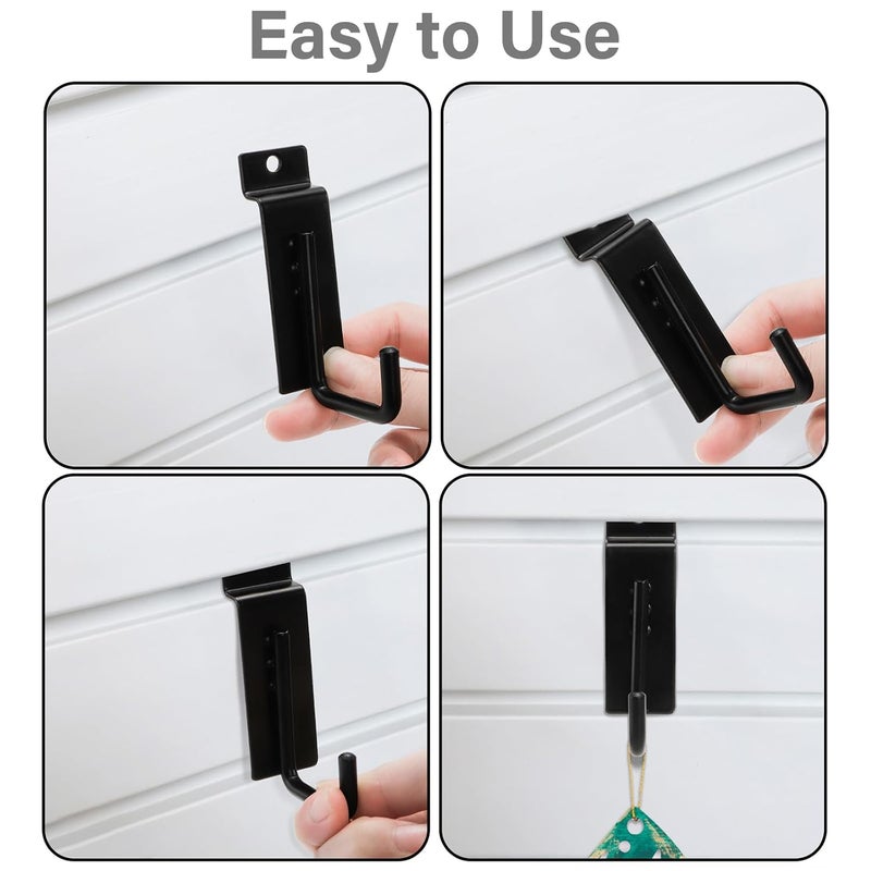WRINGKIT 25 Pack Small Slatwall Hooks Hangers, J Shaped Slatwall Panel Hooks, 3.25 Inch Heavy Duty Slat Wall Accessories for Efficient Storage, Garage Retail Shop Display - Image 3
